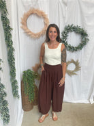 Curds Balloon Pants-Brown-Pants-curds-The Silo Boutique, Women's Fashion Boutique Located in Warren and Grand Forks North Dakota