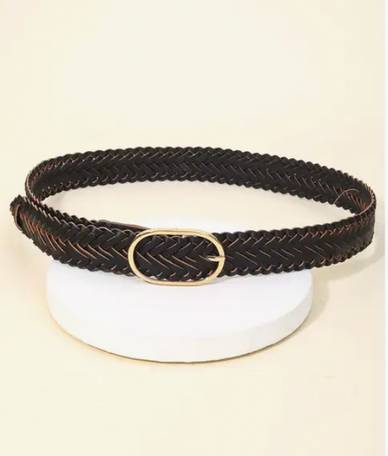 Black Braided Oval Buckle Belt-Belts-anarchy-The Silo Boutique, Women's Fashion Boutique Located in Warren and Grand Forks North Dakota