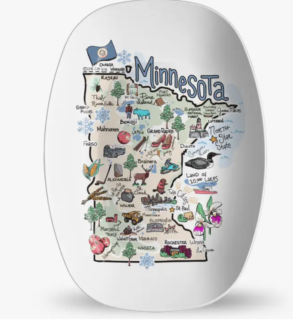 Fishkiss Minnesota Platter-plate-fishkiss-The Silo Boutique, Women's Fashion Boutique Located in Warren and Grand Forks North Dakota