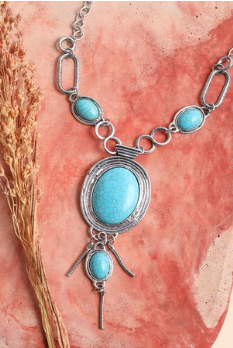 Turquoise Bolo Necklace-Necklaces-Leto-The Silo Boutique, Women's Fashion Boutique Located in Warren and Grand Forks North Dakota