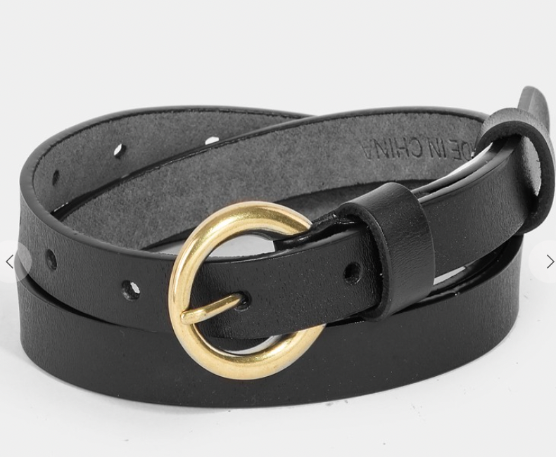 Black Round Buckle Leather Belt-Belts-Fame-The Silo Boutique, Women's Fashion Boutique Located in Warren and Grand Forks North Dakota