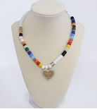 Bead and Gold Heart Necklace-Necklaces-Fair Anita-The Silo Boutique, Women's Fashion Boutique Located in Warren and Grand Forks North Dakota