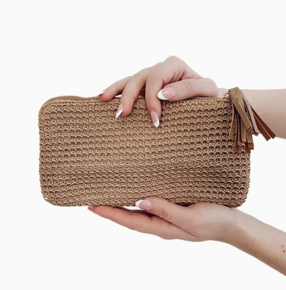 Pretty Simple Raffia Clutch Purse-Tan-Purses-pretty simple-The Silo Boutique, Women's Fashion Boutique Located in Warren and Grand Forks North Dakota