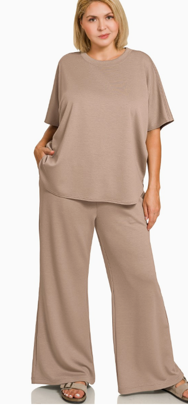 Stella Scuba Set-Light Mocha-Long Sleeve Tops-Zenana-The Silo Boutique, Women's Fashion Boutique Located in Warren and Grand Forks North Dakota