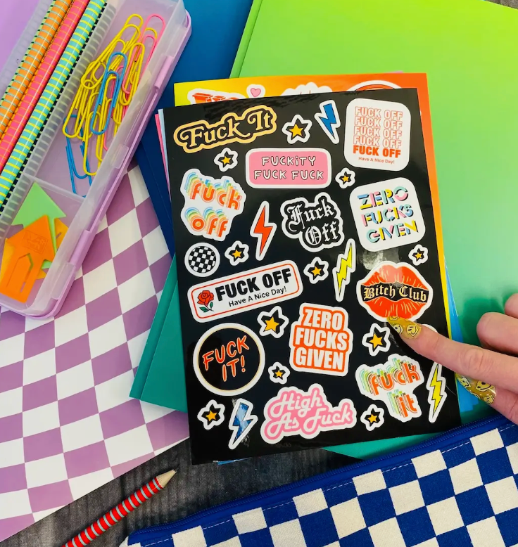 Fuck It! Sticker Sheet-Stickers-fair-The Silo Boutique, Women's Fashion Boutique Located in Warren and Grand Forks North Dakota