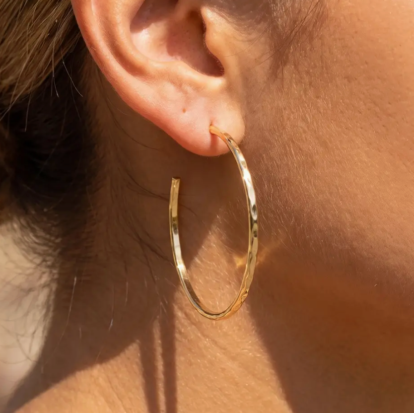 Hammered Hoop Earrings-Gold-Earrings-Fame-The Silo Boutique, Women's Fashion Boutique Located in Warren and Grand Forks North Dakota