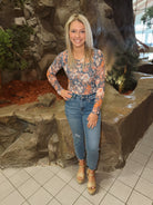 Blue Mix Floral Mesh Long Sleeve Top-Long Sleeve Tops-listicle-The Silo Boutique, Women's Fashion Boutique Located in Warren and Grand Forks North Dakota