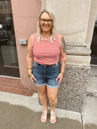 Easy Red White Stripe Tank Top-Tank Tops-ENTRO-The Silo Boutique, Women's Fashion Boutique Located in Warren and Grand Forks North Dakota