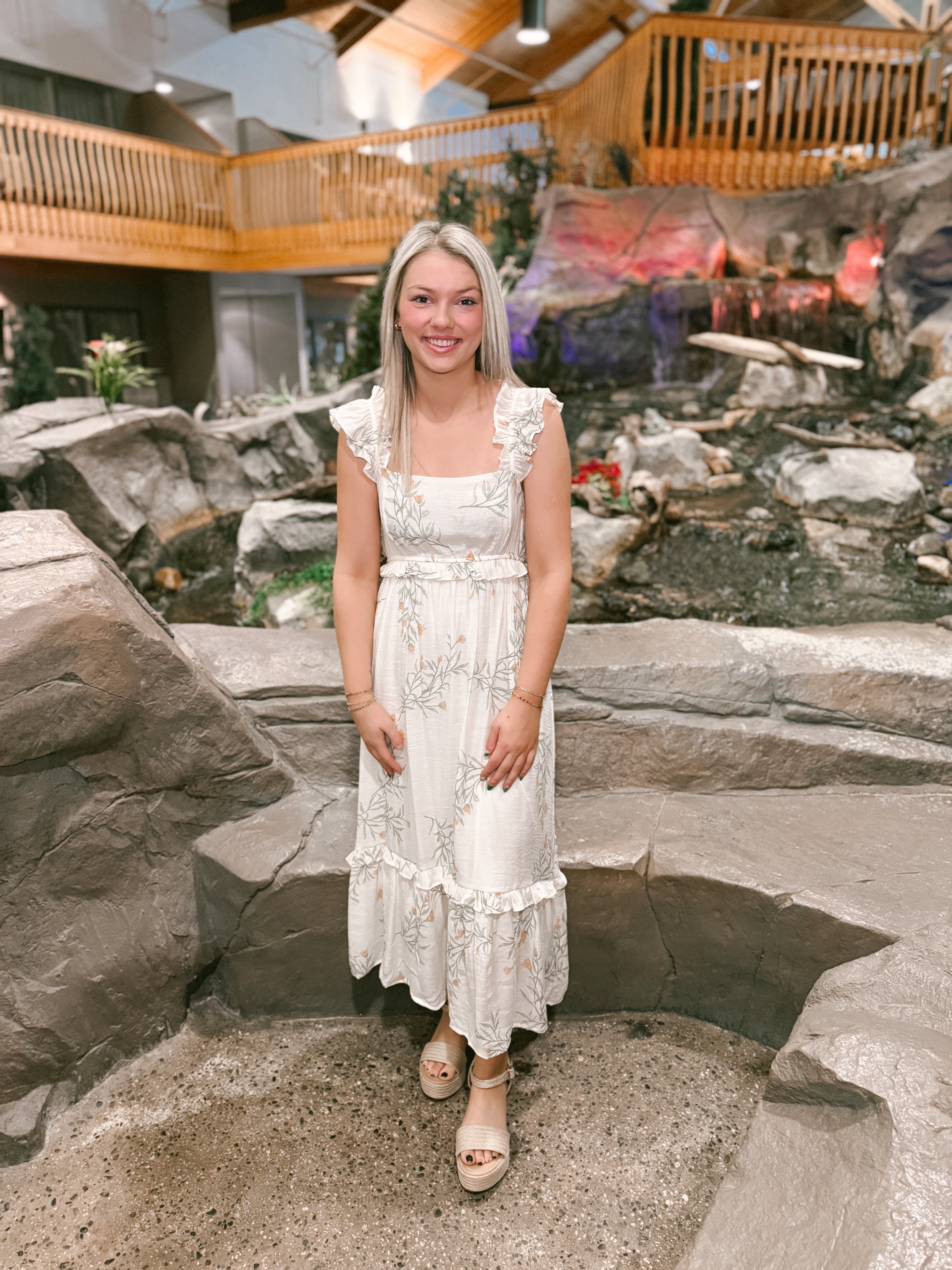 Ivory Multi Floral Dress-Dresses-blu pepper-The Silo Boutique, Women's Fashion Boutique Located in Warren and Grand Forks North Dakota