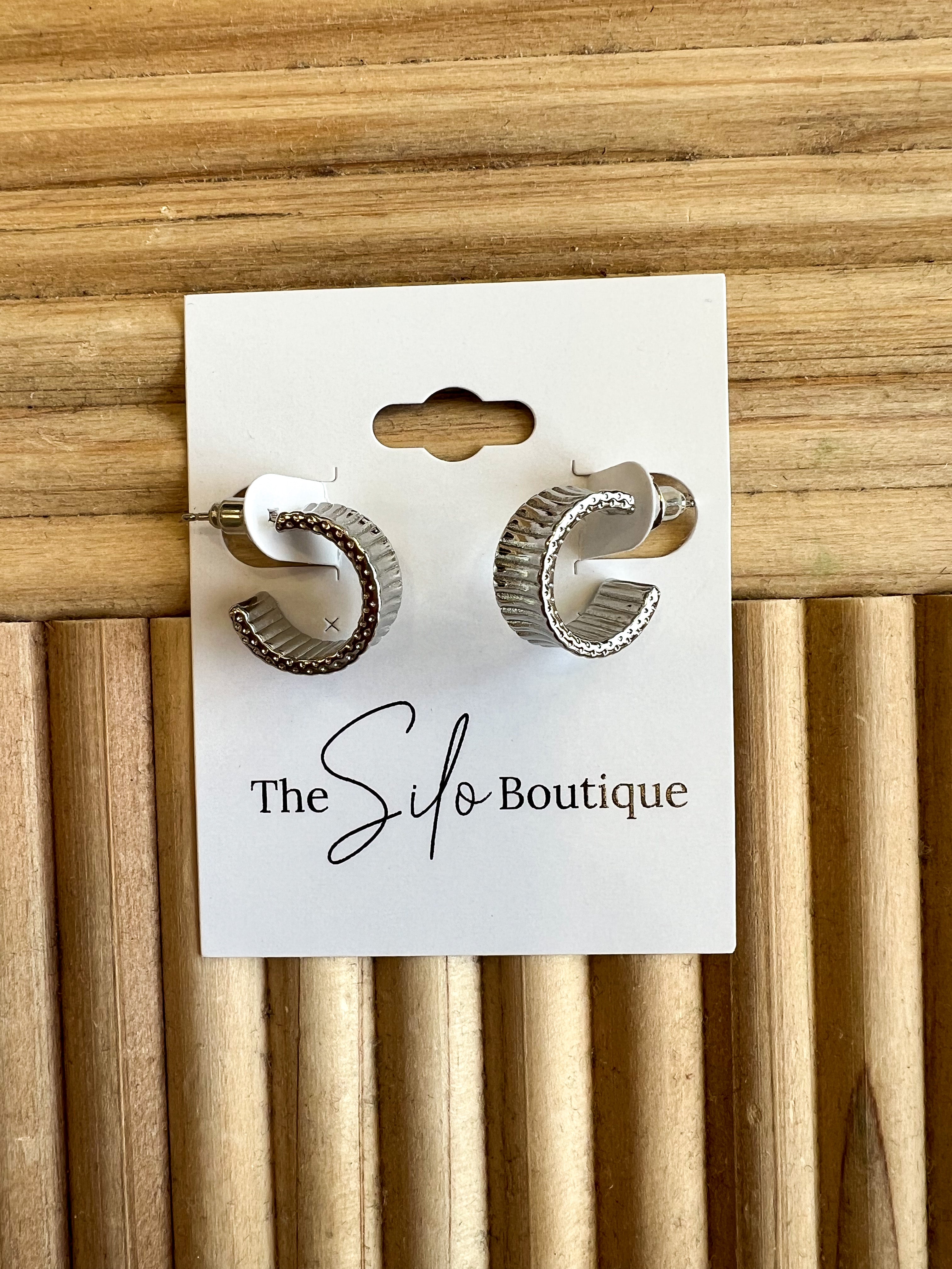 Mini Hoop Bold Line Earrings-Earrings-Fame-The Silo Boutique, Women's Fashion Boutique Located in Warren and Grand Forks North Dakota