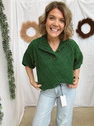 Diamond Pattern Sweater-Green-Sweaters-ENTRO-The Silo Boutique, Women's Fashion Boutique Located in Warren and Grand Forks North Dakota