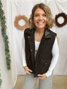 Vicky Black Vest-Vests-blu pepper-The Silo Boutique, Women's Fashion Boutique Located in Warren and Grand Forks North Dakota