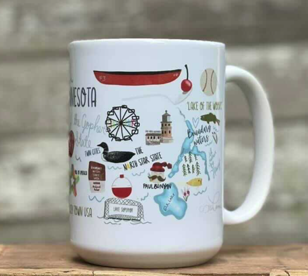 Minnesota Coffee Mug-Coffee Mugs-ivory and sage-The Silo Boutique, Women's Fashion Boutique Located in Warren and Grand Forks North Dakota