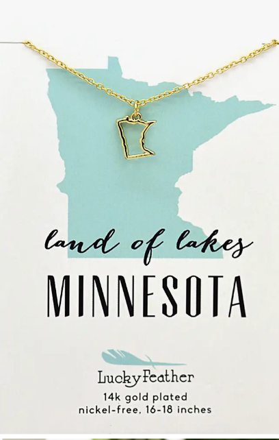Lucky Feather Minnesota Necklace-Necklaces-lucky feather-The Silo Boutique, Women's Fashion Boutique Located in Warren and Grand Forks North Dakota