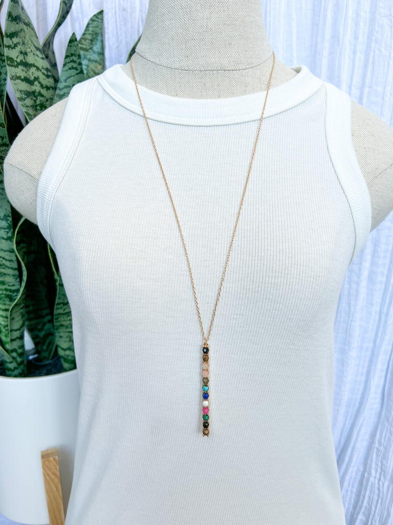 Fame Multi Colored Bar Necklace-Necklaces-Fame-The Silo Boutique, Women's Fashion Boutique Located in Warren and Grand Forks North Dakota