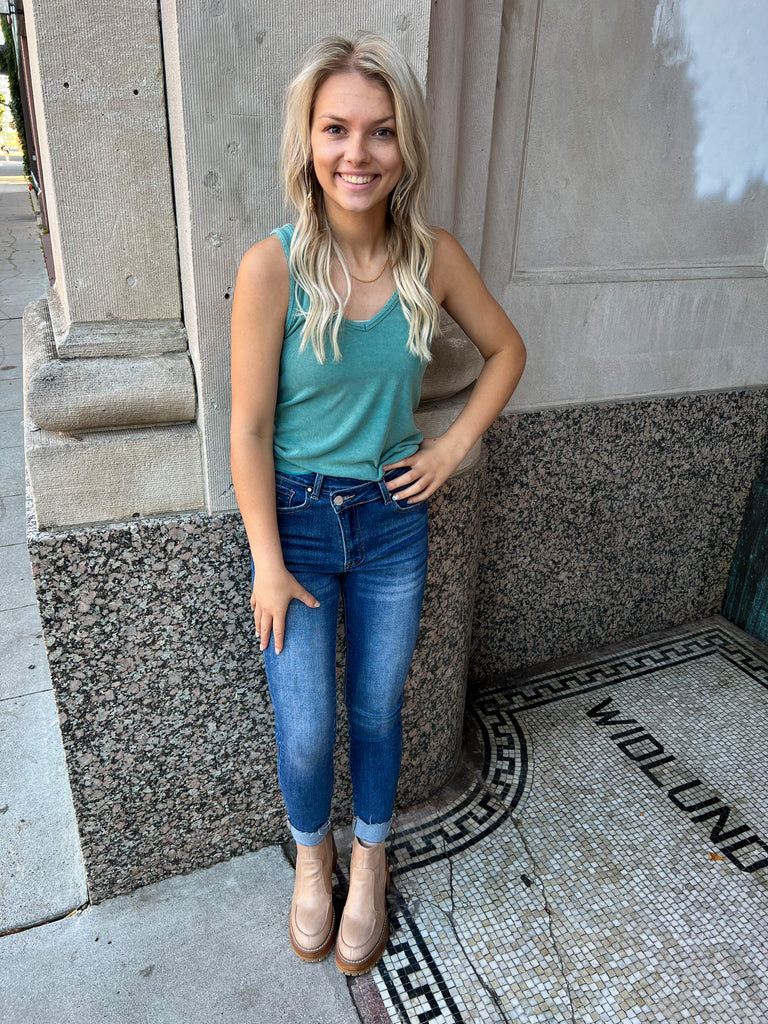 Teal Tabby Tank-Tank Tops-pol-The Silo Boutique, Women's Fashion Boutique Located in Warren and Grand Forks North Dakota