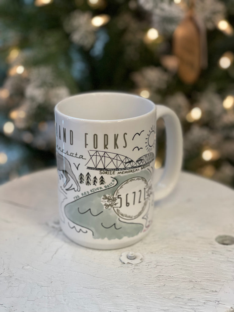 East Grand Forks Coffee Mug-Coffee Mugs-ivory and sage-The Silo Boutique, Women's Fashion Boutique Located in Warren and Grand Forks North Dakota