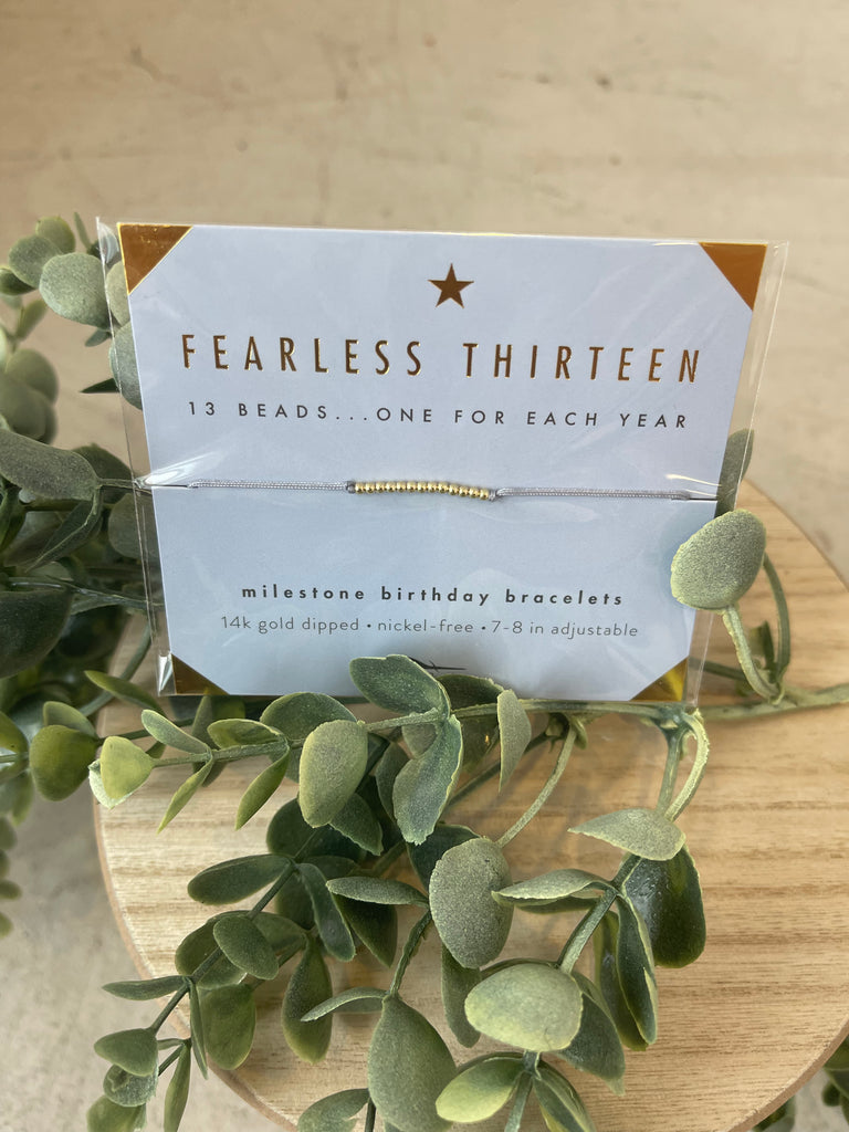 Fearless 13 Milestone Birthday Bracelet-Bracelets-lucky feather-The Silo Boutique, Women's Fashion Boutique Located in Warren and Grand Forks North Dakota