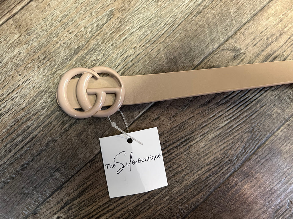 Matte Tan GG Belt-Belts-illord-The Silo Boutique, Women's Fashion Boutique Located in Warren and Grand Forks North Dakota