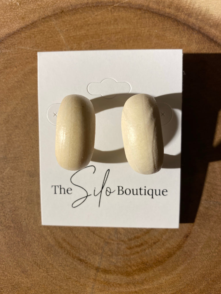 Ailees White Wood Mini Hoops-Earrings-ailees-The Silo Boutique, Women's Fashion Boutique Located in Warren and Grand Forks North Dakota