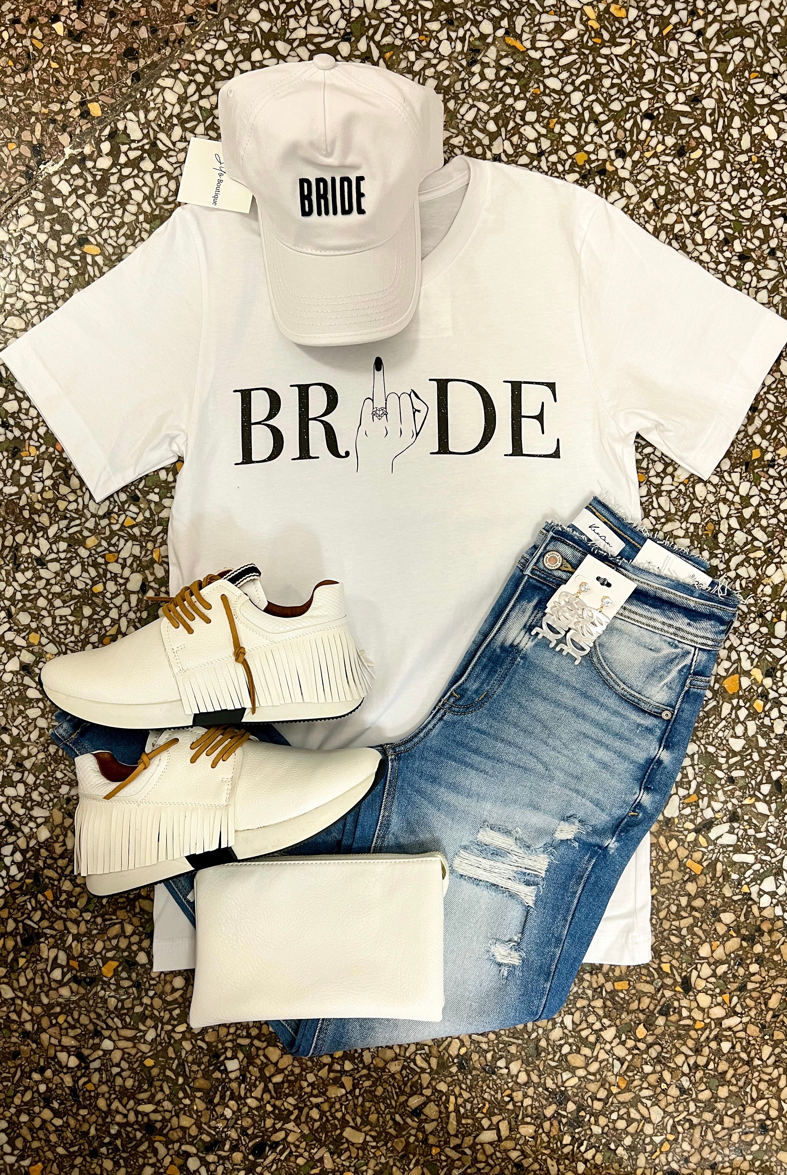 Bride Ring Finger Graphic Tee-Graphic Tees-weekender-The Silo Boutique, Women's Fashion Boutique Located in Warren and Grand Forks North Dakota