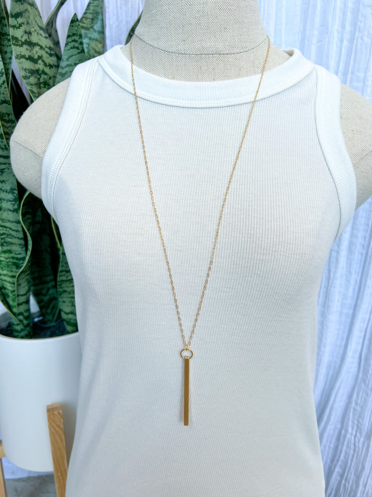 Fame Gold Bar Necklace-Necklaces-Fame-The Silo Boutique, Women's Fashion Boutique Located in Warren and Grand Forks North Dakota