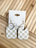 Nickel and Suede Ecru Check Earrings-Earrings-nickel and Suede-The Silo Boutique, Women's Fashion Boutique Located in Warren and Grand Forks North Dakota